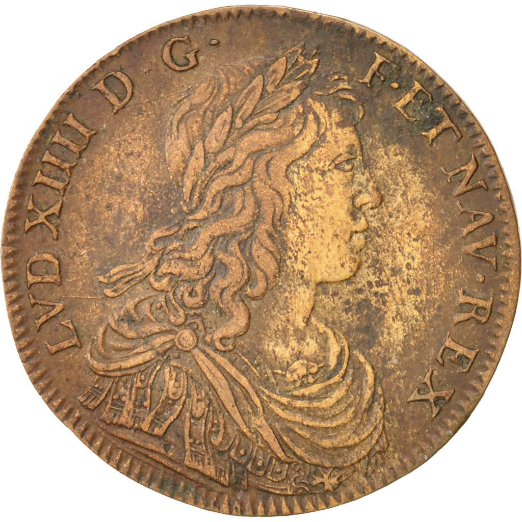 France, Token, Royal, Louis XIV, VF(30-35), Copper