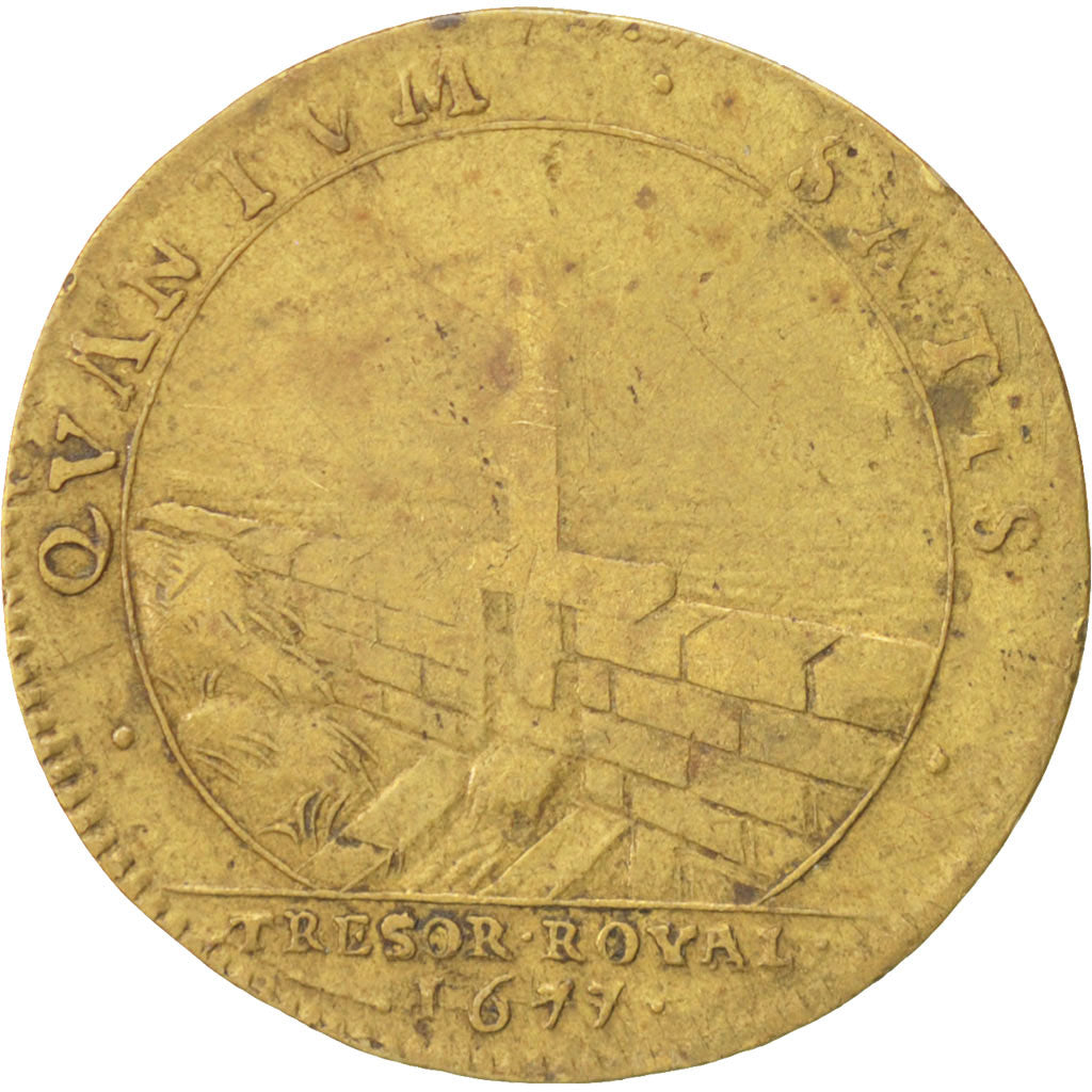 France, Jeton, Royal, Louis XIV, 1677, TTB+, Laiton