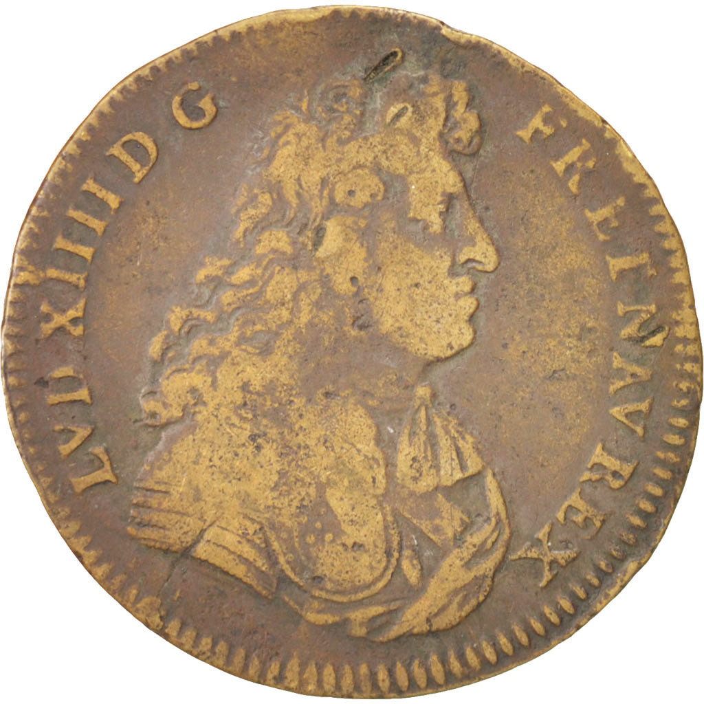 France, Token, Royal, Louis XIV, VF(30-35), Copper, Feuardent:754