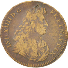 France, Token, Royal, Louis XIV, VF(30-35), Copper, Feuardent:754