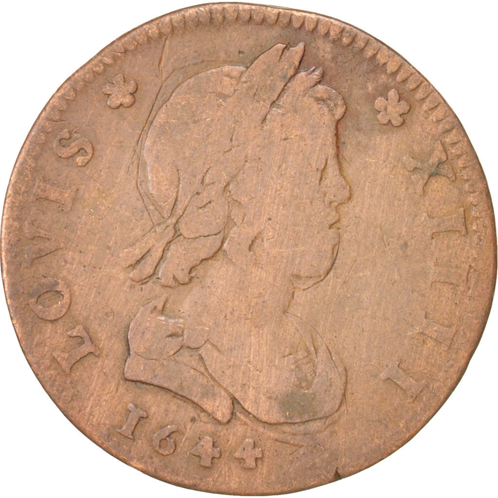 France, Token, Royal, Louis XIV, EF(40-45), Copper
