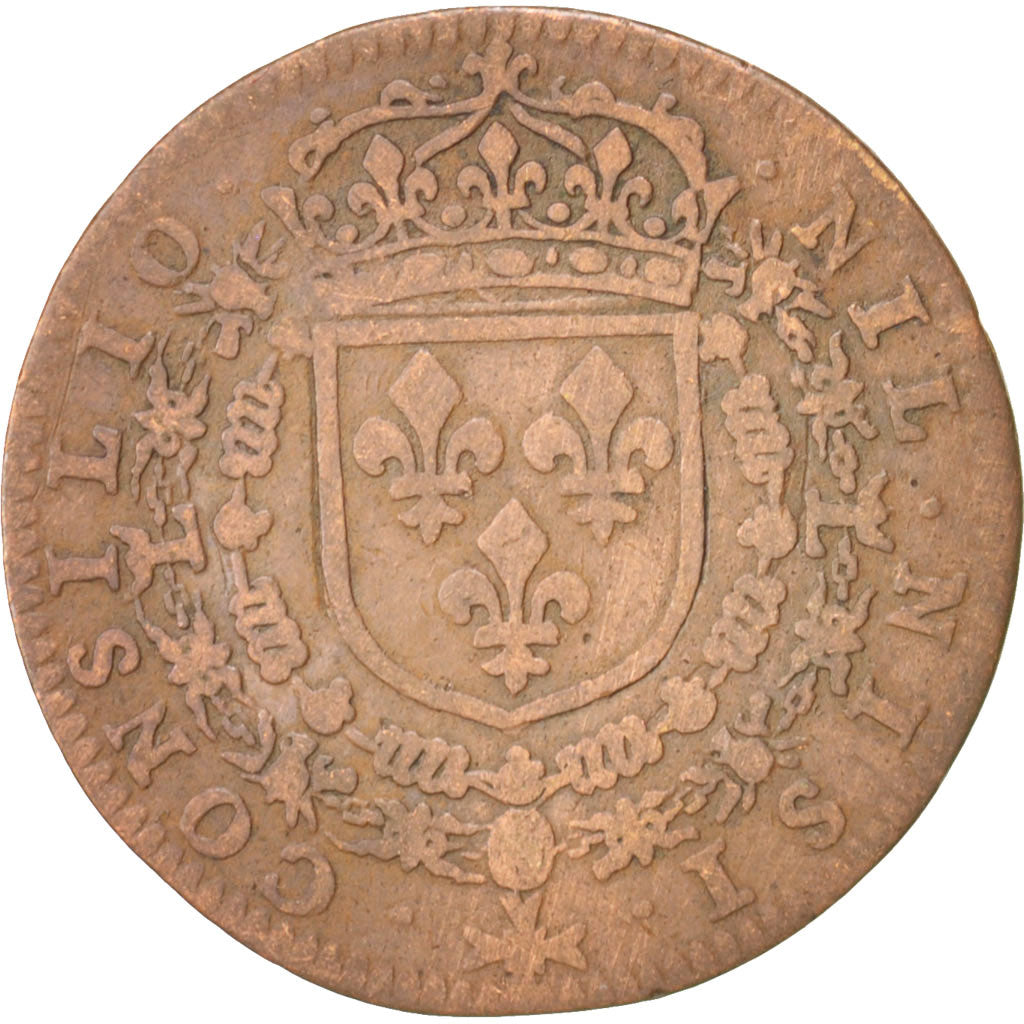 France, Token, Royal, Louis XIV, EF(40-45), Copper