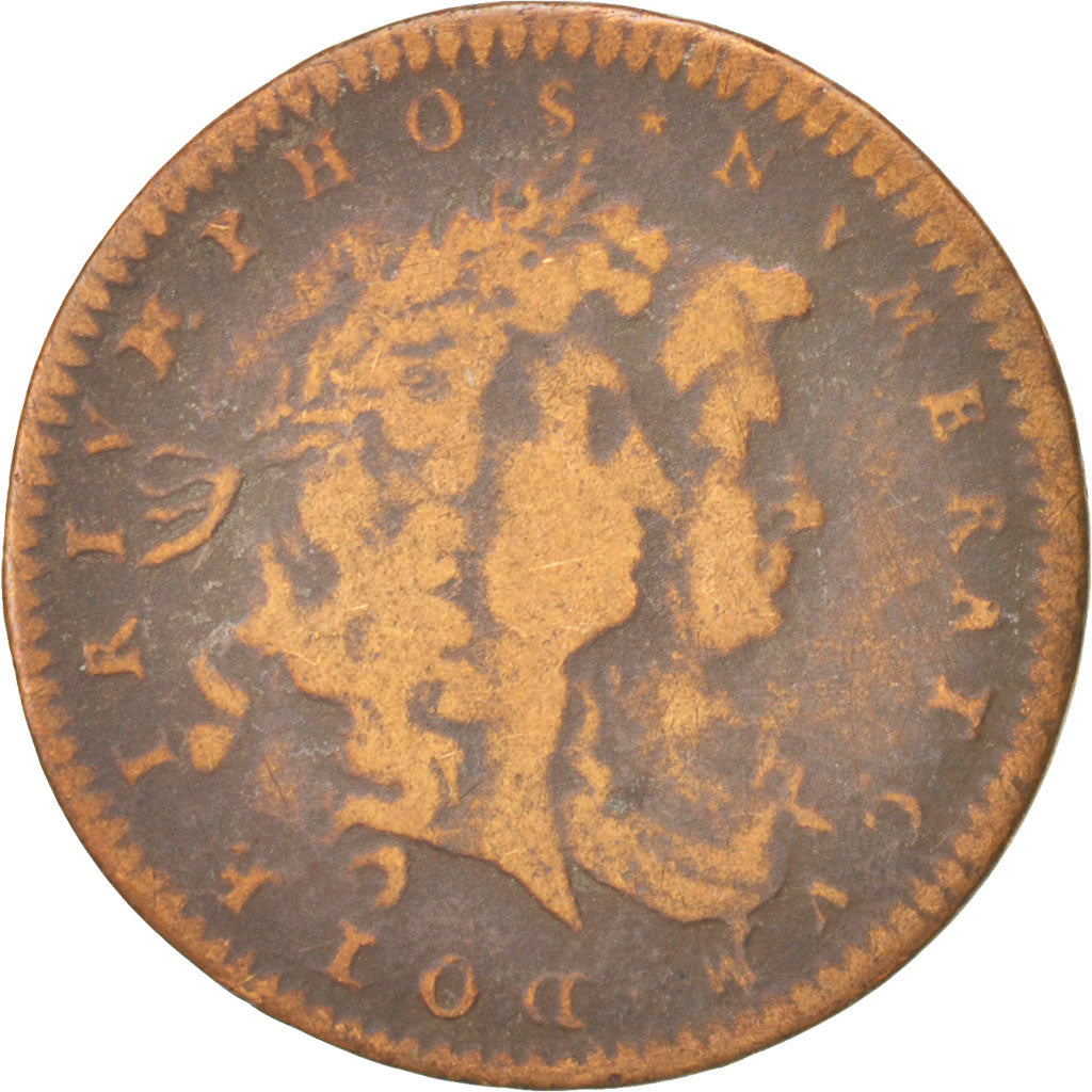 France, Token, Royal, Louis XIV, EF(40-45), Copper