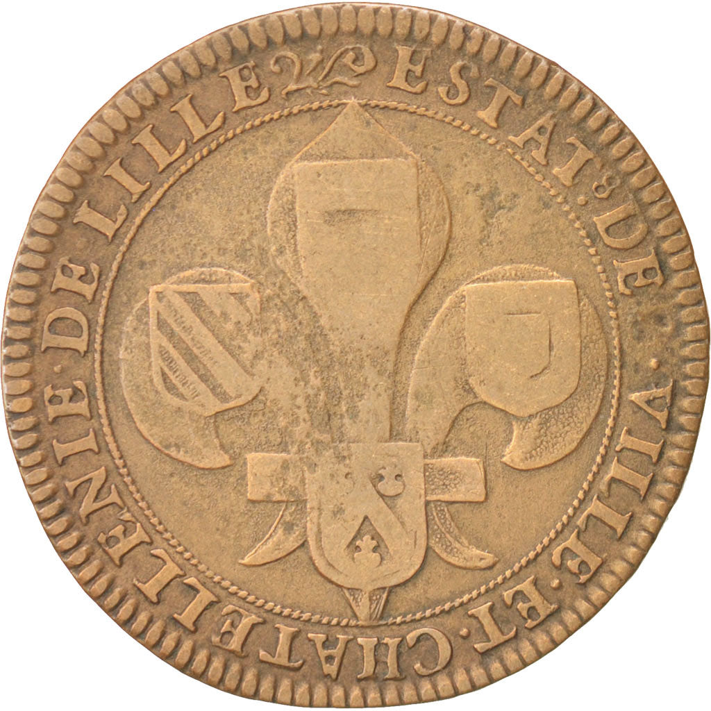 France, Token, Royal, Louis XIV, EF(40-45), Copper