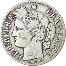 FRANCE, Cérès, 2 Francs, 1871, Bordeaux, KM #816.2, VF(20-25), Silver, Gadoury #