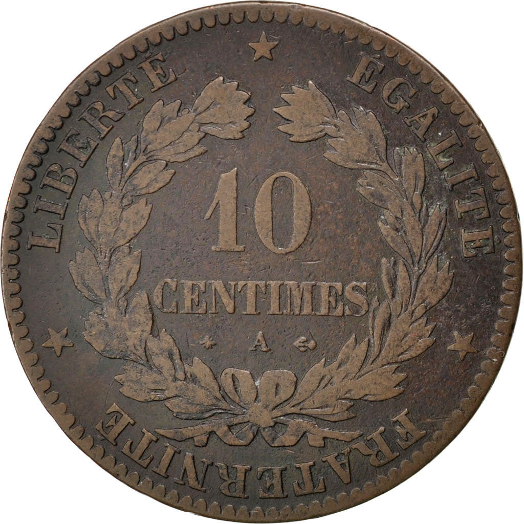 Monnaie, France, Cérès, 10 Centimes, 1870, Paris, TB, Bronze, KM:815.1