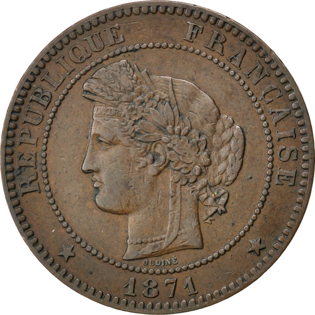 Coin, France, Cérès, 10 Centimes, 1871, Paris, EF(40-45), Bronze, KM:815.1