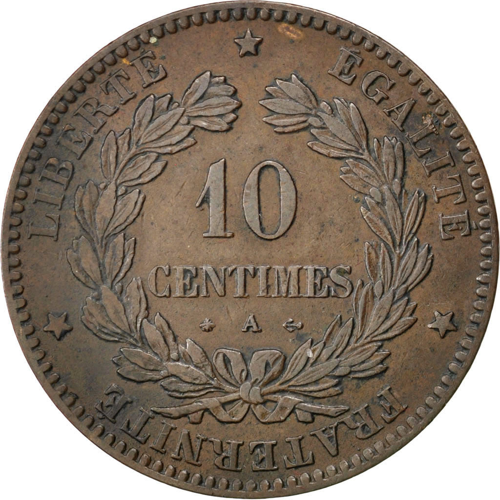 Coin, France, Cérès, 10 Centimes, 1871, Paris, EF(40-45), Bronze, KM:815.1