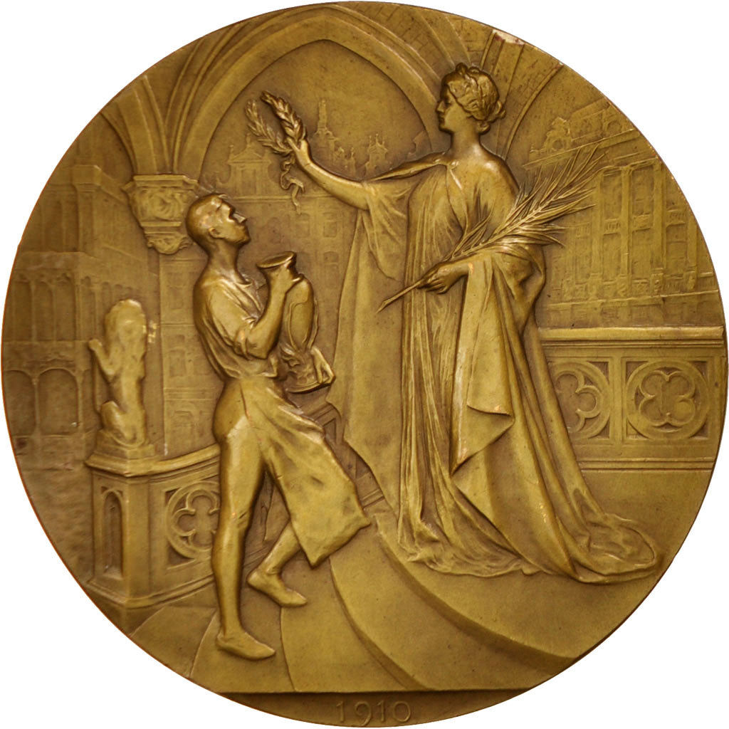 Belgium, 1910 Brussels World Exhibition by Devreese , Medal, 1910, 70mm