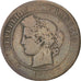 FRANCE, Cérès, 10 Centimes, 1875, Bordeaux, KM #815.2, VG(8-10), Bronze, Gadoury