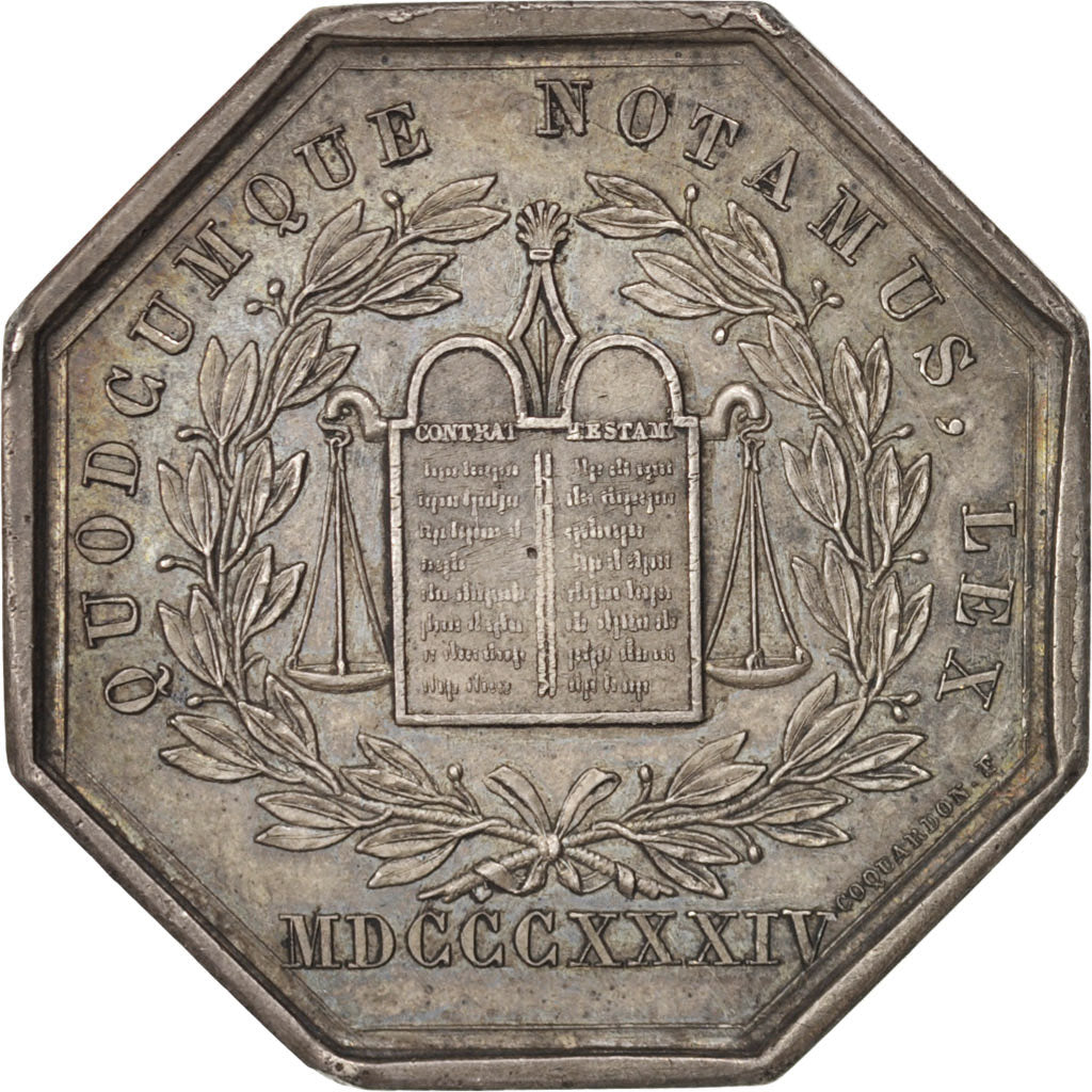 France, Token, Notary, AU(55-58), Silver, Lerouge:123
