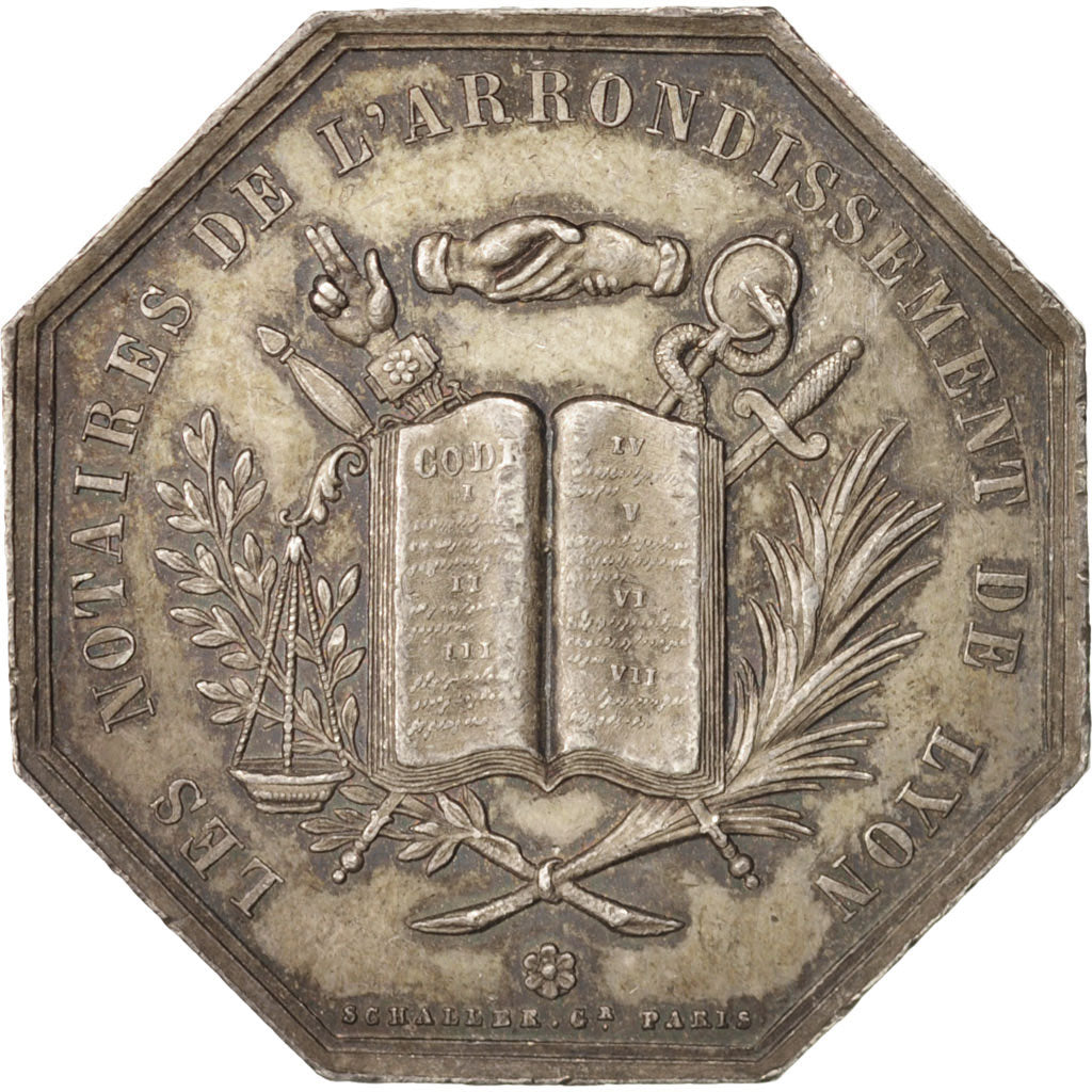 France, Jeton, Notary, TTB+, Argent, Lerouge:173