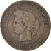 Moneda, Francia, Cérès, 10 Centimes, 1881, Paris, BC, Bronce, KM:815.1