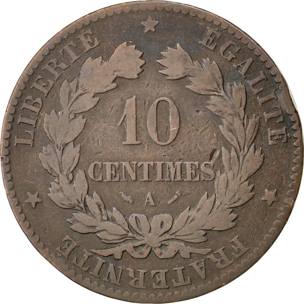 Munten, Frankrijk, Cérès, 10 Centimes, 1881, Paris, ZG+, Bronze, KM:815.1