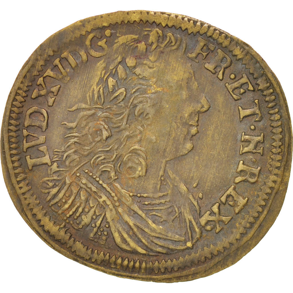 France, Royal, Louis XV, Neptune, Token, AU(55-58), Brass, 26mm