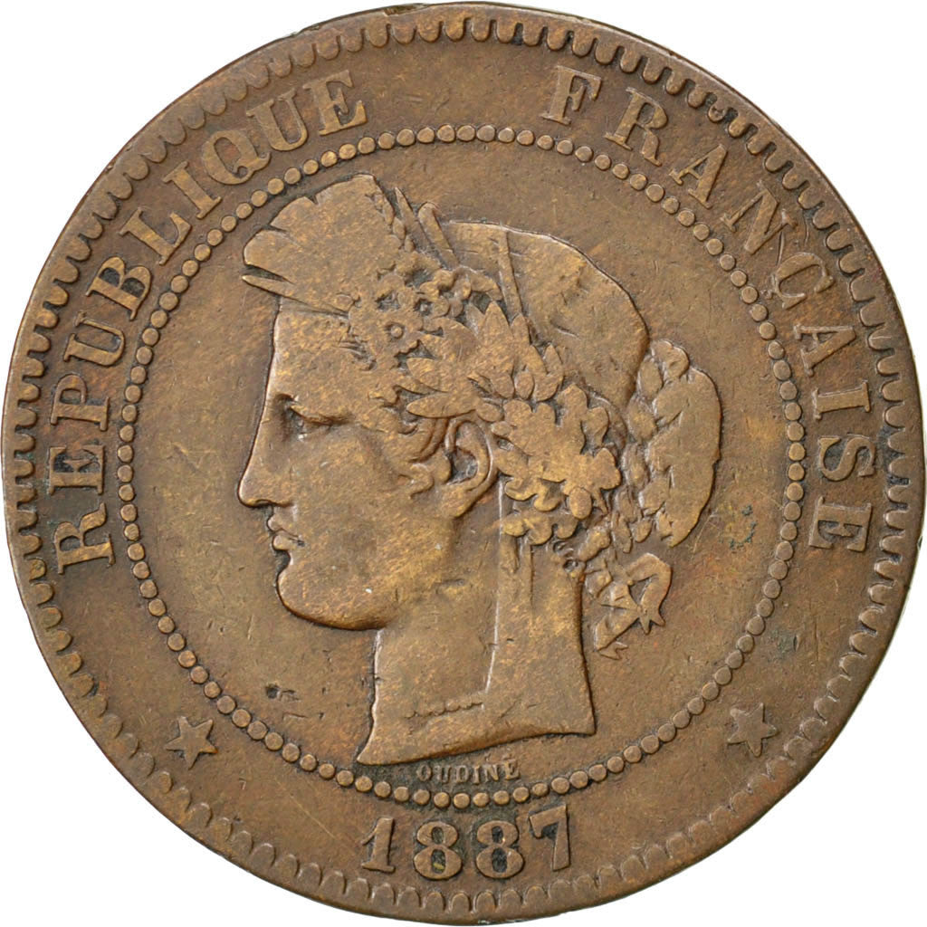 Monnaie, France, Cérès, 10 Centimes, 1887, Paris, TB, Bronze, KM:815.1