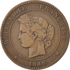 FRANCE, Cérès, 10 Centimes, 1888, Paris, KM #815.1, VF(20-25), Bronze, Gadoury #