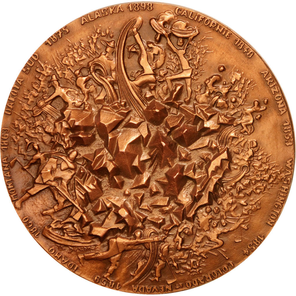 France, American Frontier, Medal, 1974, AU(55-58), Copper, 81mm