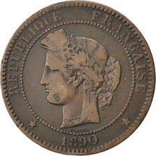 Moneda, Francia, Cérès, 10 Centimes, 1890, Paris, BC+, Bronce, KM:815.1