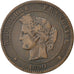 Moneda, Francia, Cérès, 10 Centimes, 1890, Paris, BC+, Bronce, KM:815.1