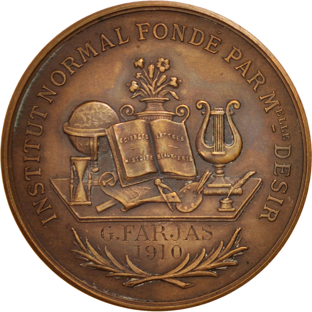 France, Institut normal, Medal, 1910, AU(55-58), Bronze, 37mm