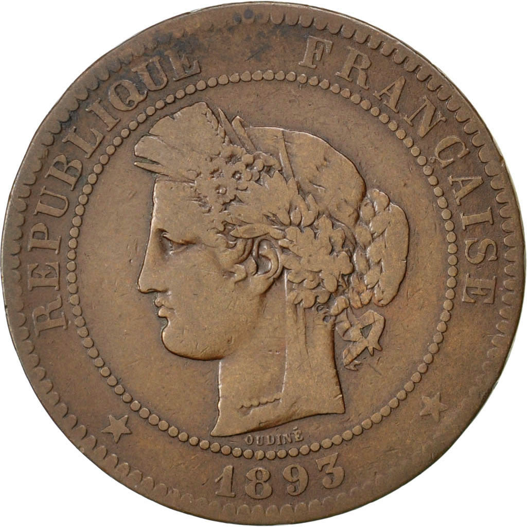 Monnaie, France, Cérès, 10 Centimes, 1893, Paris, TB, Bronze, KM:815.1