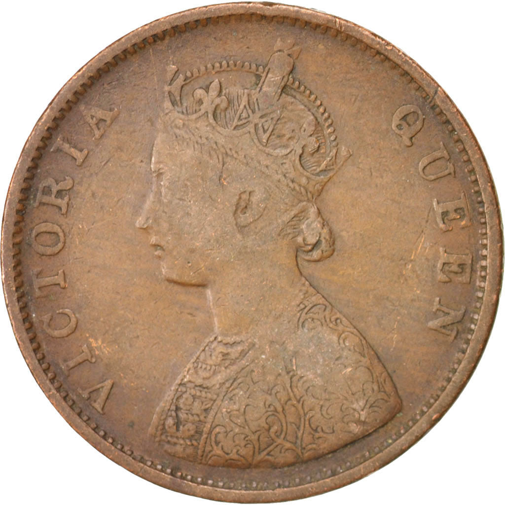 INDIA-BRITISH, Victoria, 1/2 Anna, 1862, VF(30-35), Copper, KM:468