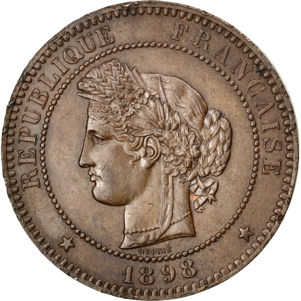 FRANCE, Cérès, 10 Centimes, 1898, Paris, KM #815.1, MS(63), Bronze, Gadoury #...