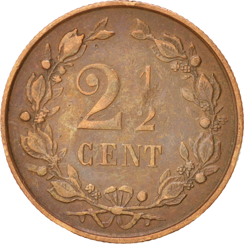 Coin, Netherlands, Wilhelmina I, 2-1/2 Cent, 1890, EF(40-45), Bronze, KM:108.2