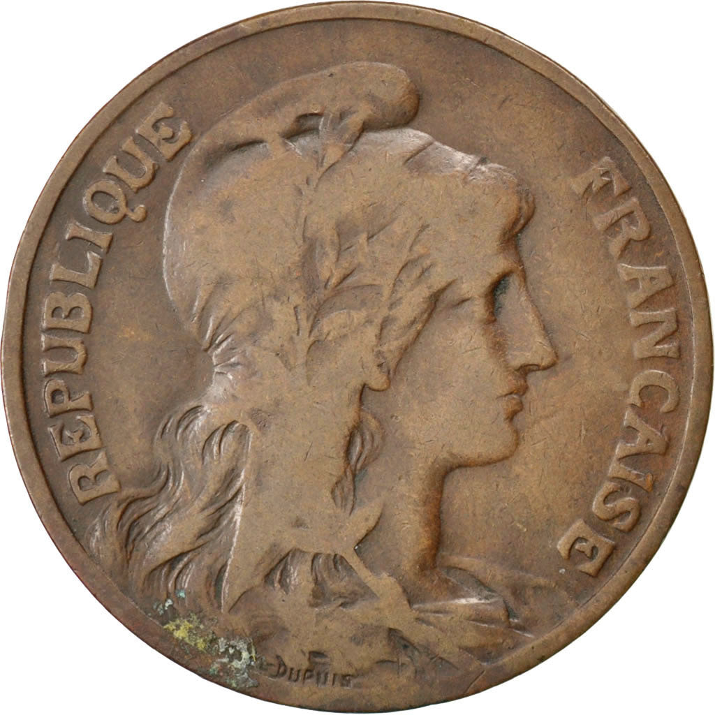 FRANCE, Dupuis, 10 Centimes, 1904, Paris, KM #843, VF(20-25), Bronze, 30,...