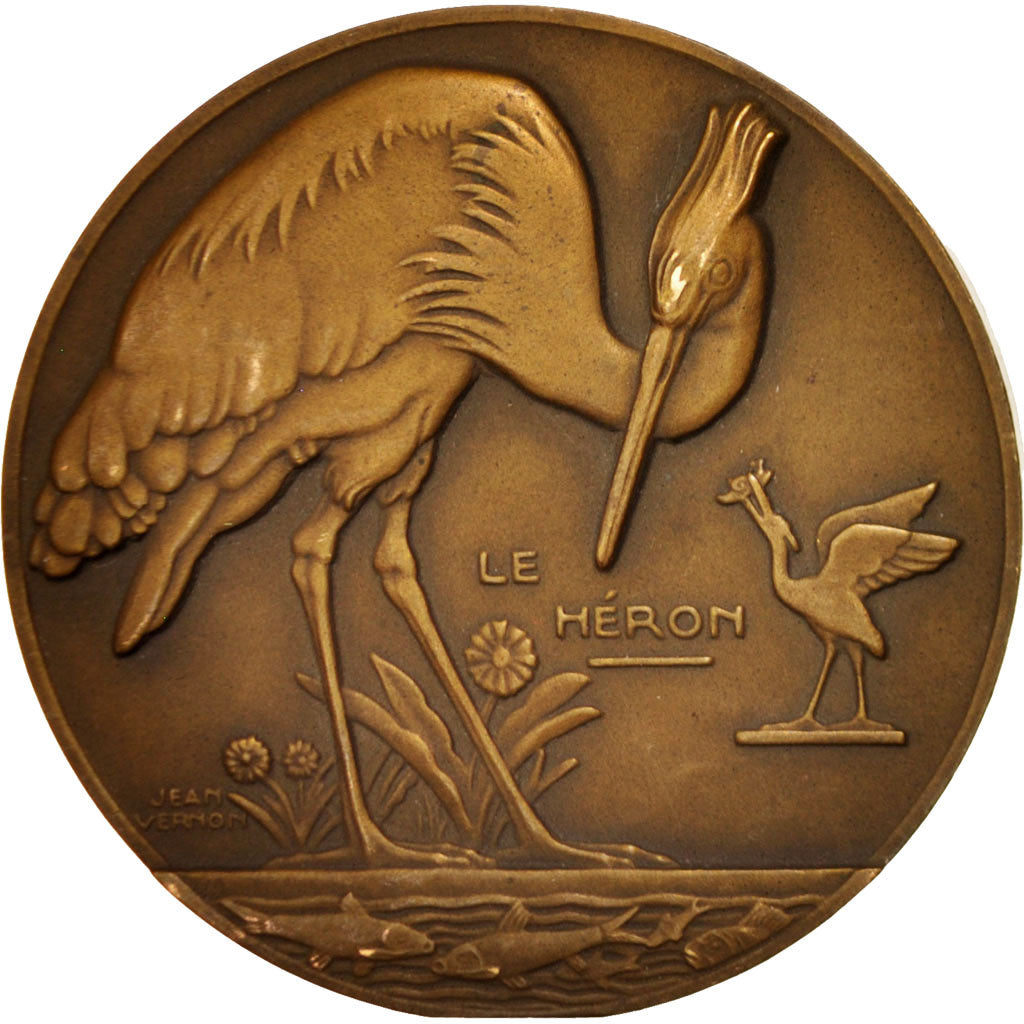 France, Jean De La Fontaine, The heron, Medal, AU(50-53), Vernon, 59mm