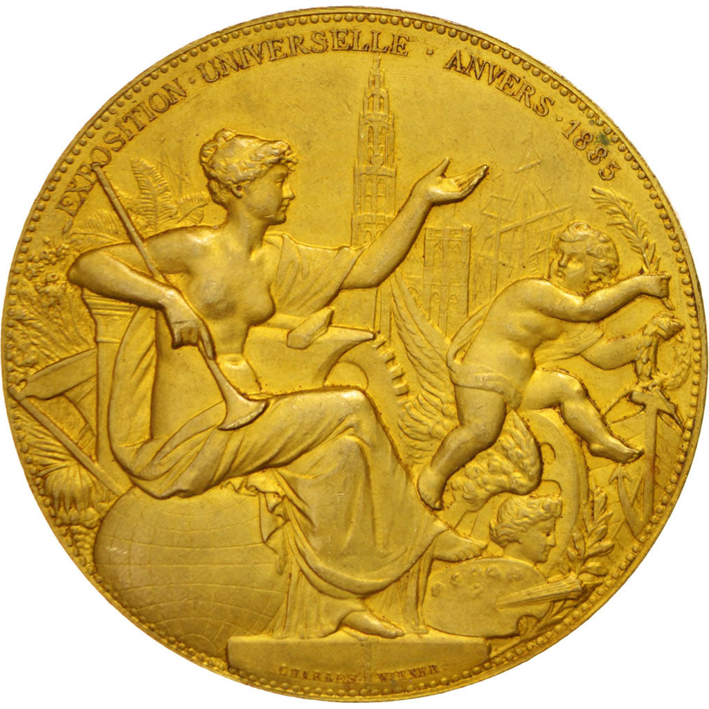 Belgium, Medal, Sciences & Technologies, 1885, Wiener, AU(55-58), Bronze