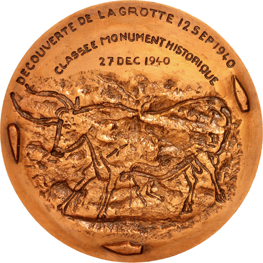 France, History, Lascaux, Medal, 1985, MS(63), Copper, 89mm