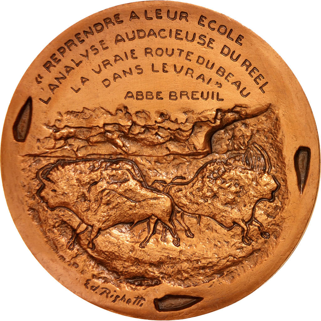 France, History, Lascaux by Righetti, Medal, 1985, MS(63), Copper, 89mm