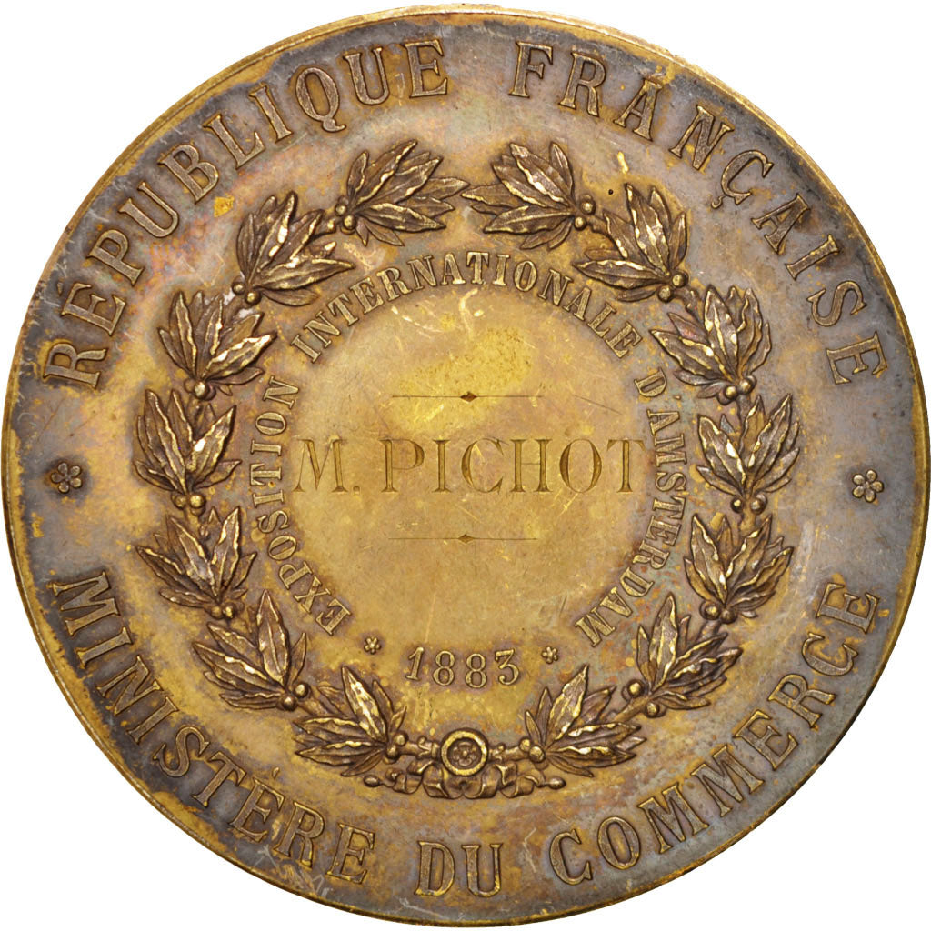 France, 1883 Amsterdam International Exhibition, Medal, 1883, EF(40-45), Silver