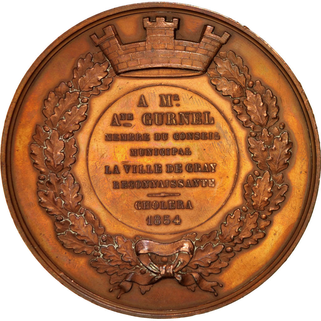 France, Gray municipal council, Medal, 1854, AU(50-53), Copper, 72mm