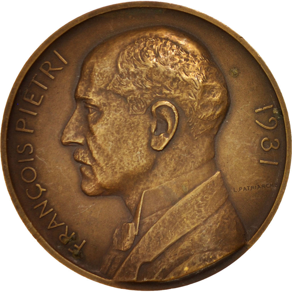 France, François Pietri, Medal, 1931, AU(50-53), Patriarche, Bronze, 58mm