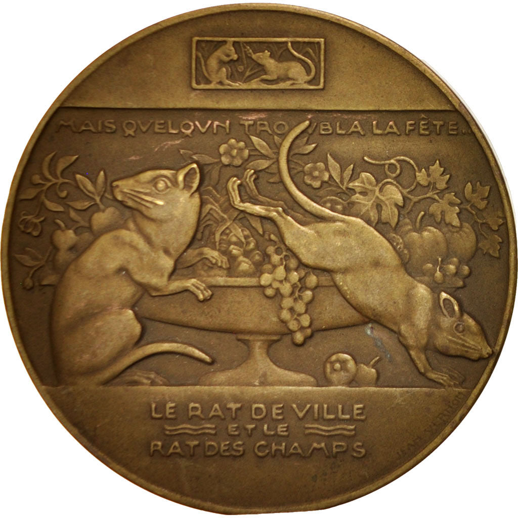 France, Jean De La Fontaine, City's rat and field's rat, Medal, AU(55-58)