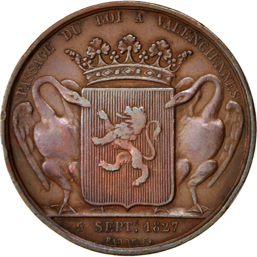France, Medal, Charles X, History, 1827, AU(50-53), Copper