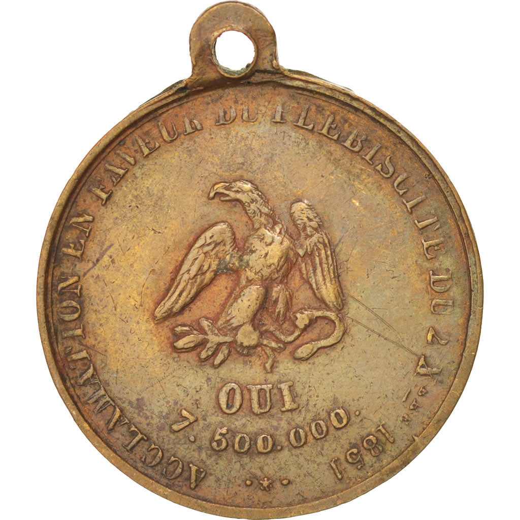 France, Medal, French Second Republic, History, 1851, EF(40-45), Copper