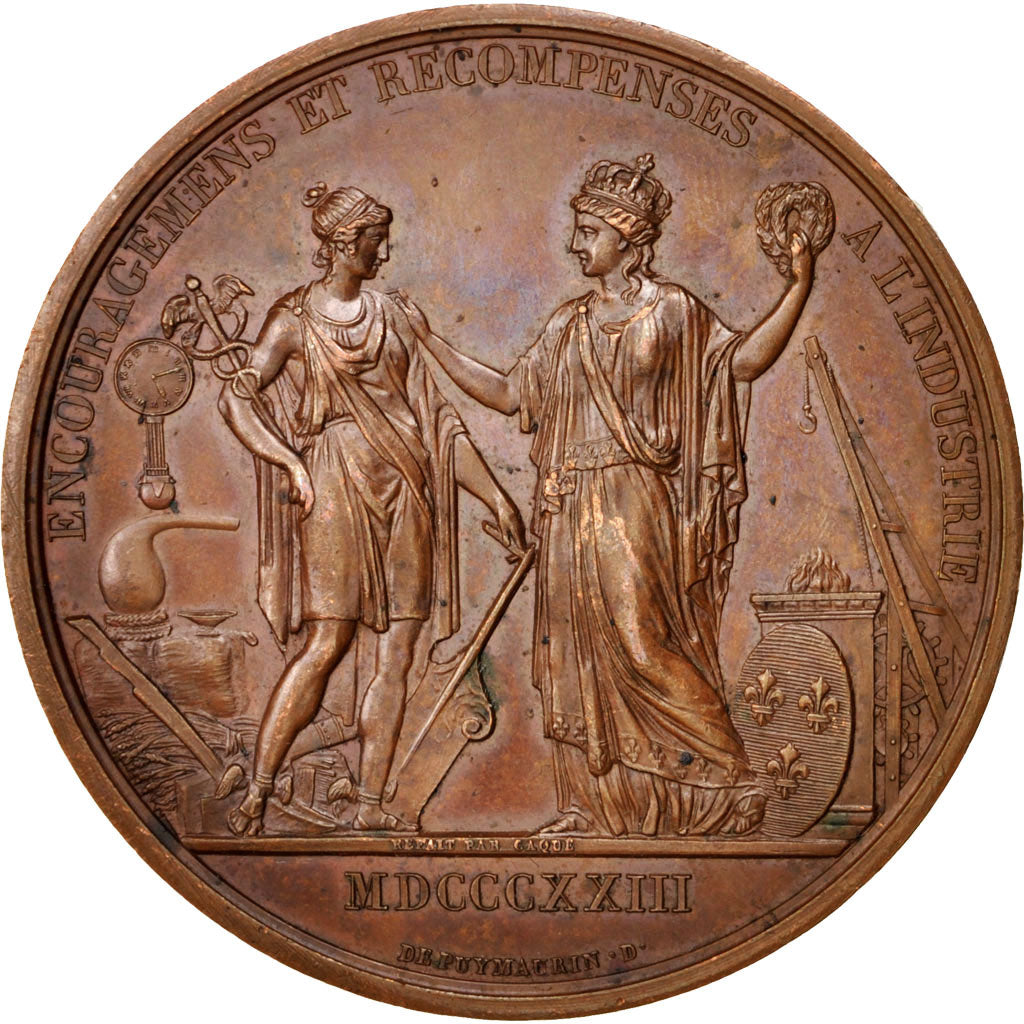 France, Medal, Louis XVIII, Business & industry, 1823, Gayrard, TTB+, Cuivre