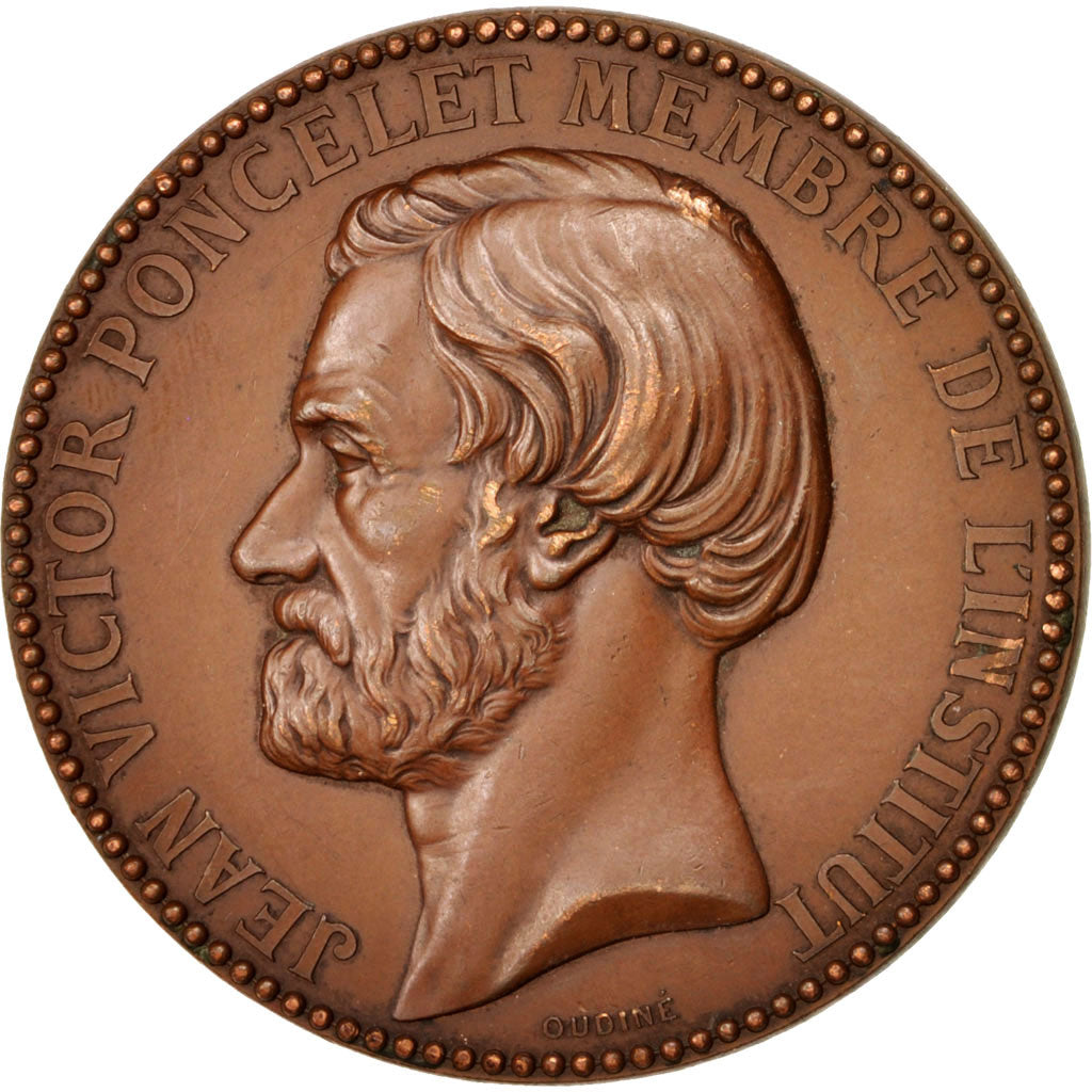 France, Second French Empire, Poncelet, Medal, 1867, AU(50-53), Oudiné, 50mm