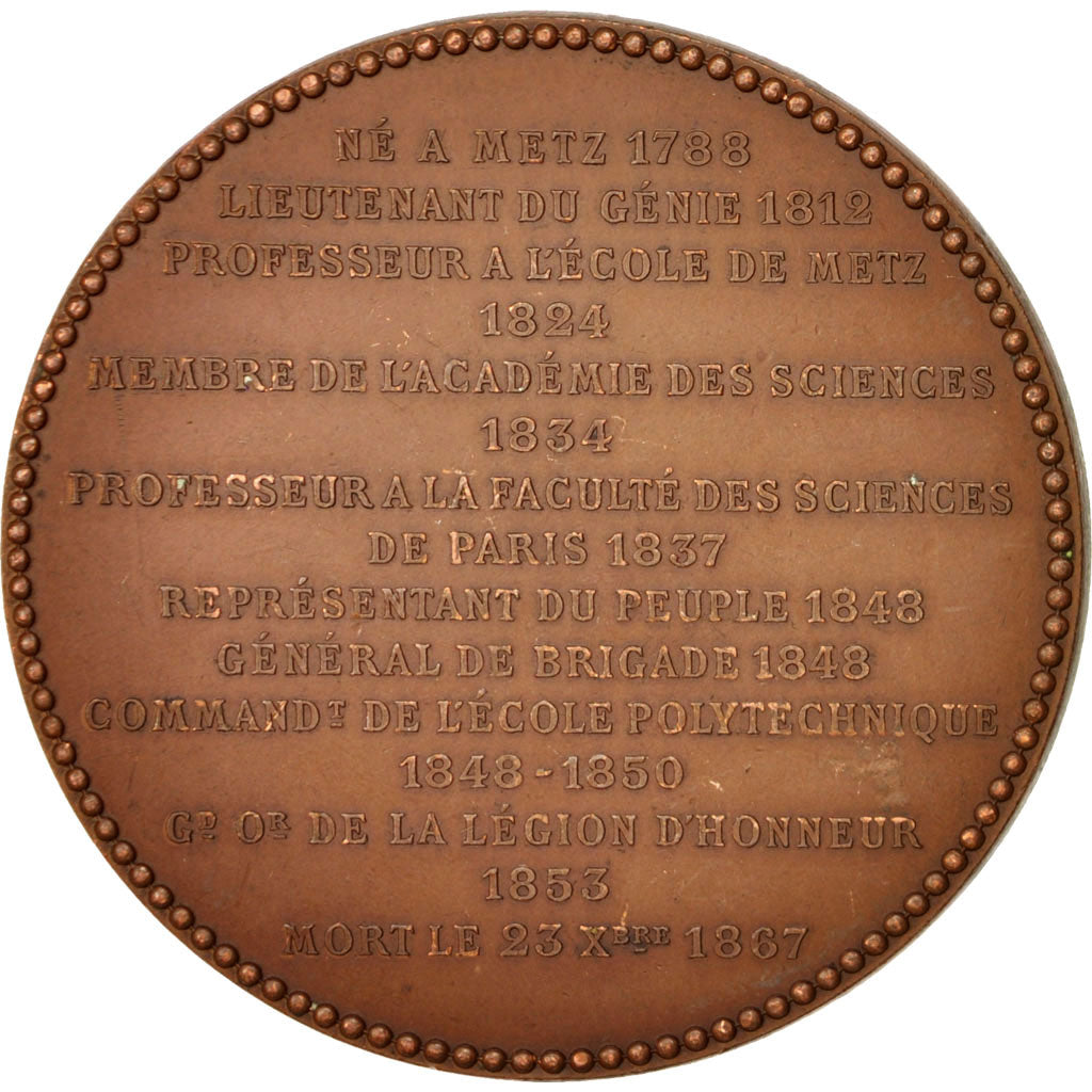 France, Second French Empire, Poncelet, Medal, 1867, AU(50-53), Oudiné, 50mm