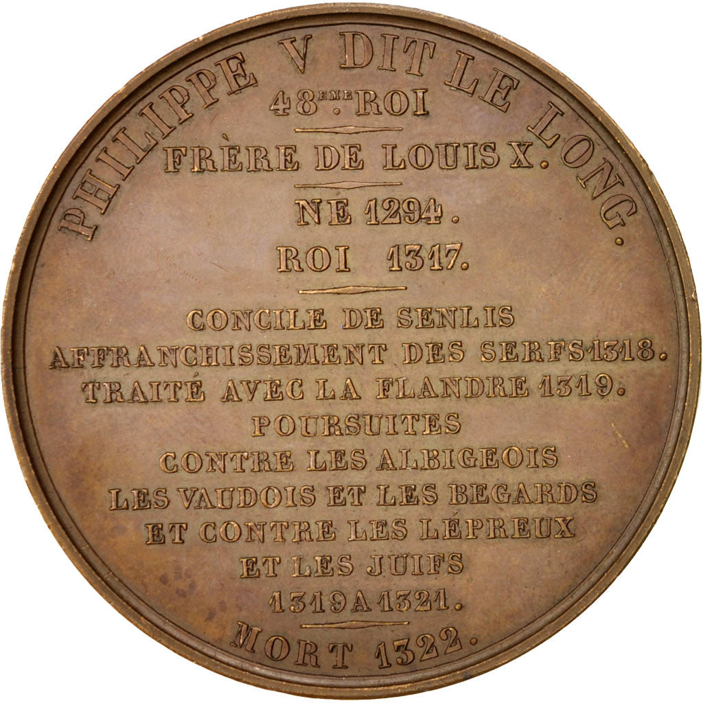 France, Medal, Philippe V le Long, History, Caqué, SUP+, Cuivre