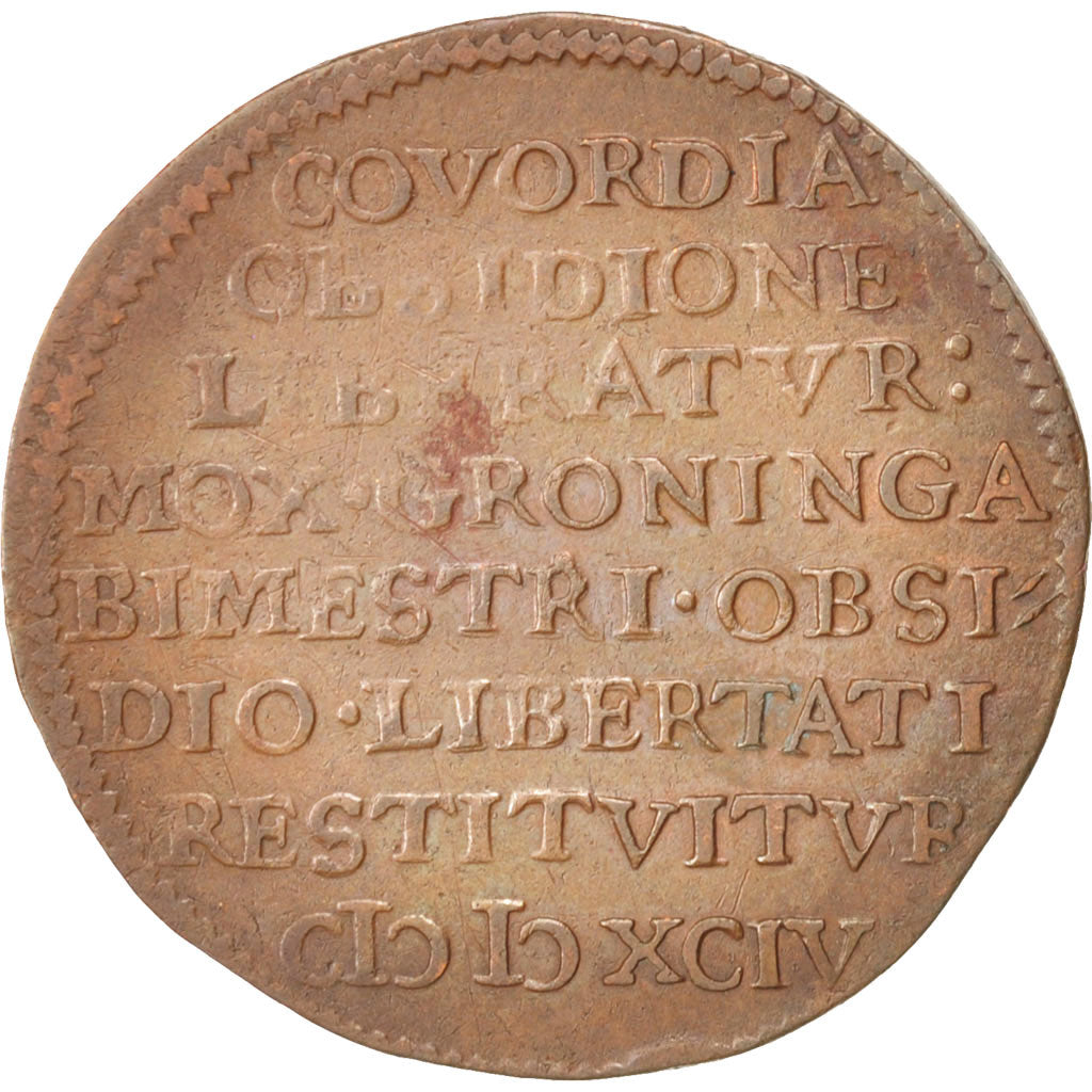 Netherlands, Dutch Republic, Groningen siege, Token, 1594, AU(50-53), Copper, 29