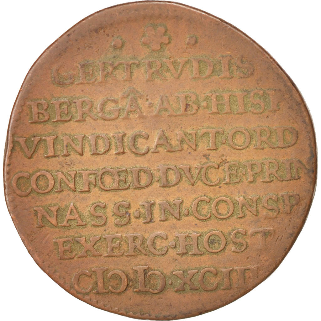 Netherlands, Dutch Republic, Dordrecht siege, Token, 1593, VF(30-35), Copper, 29