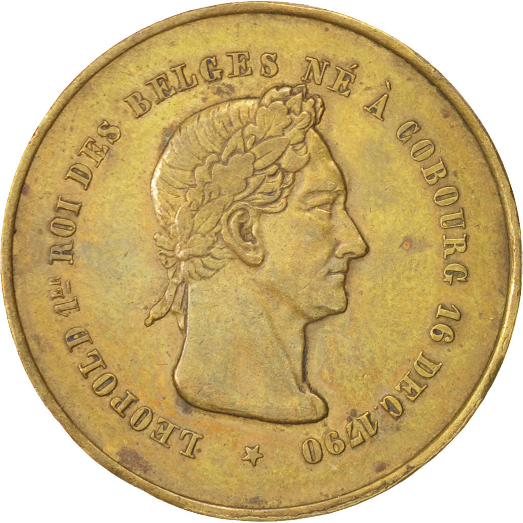 Belgium, Belgium, Leopold I, Token, 1865, AU(55-58), Brass, 27mm