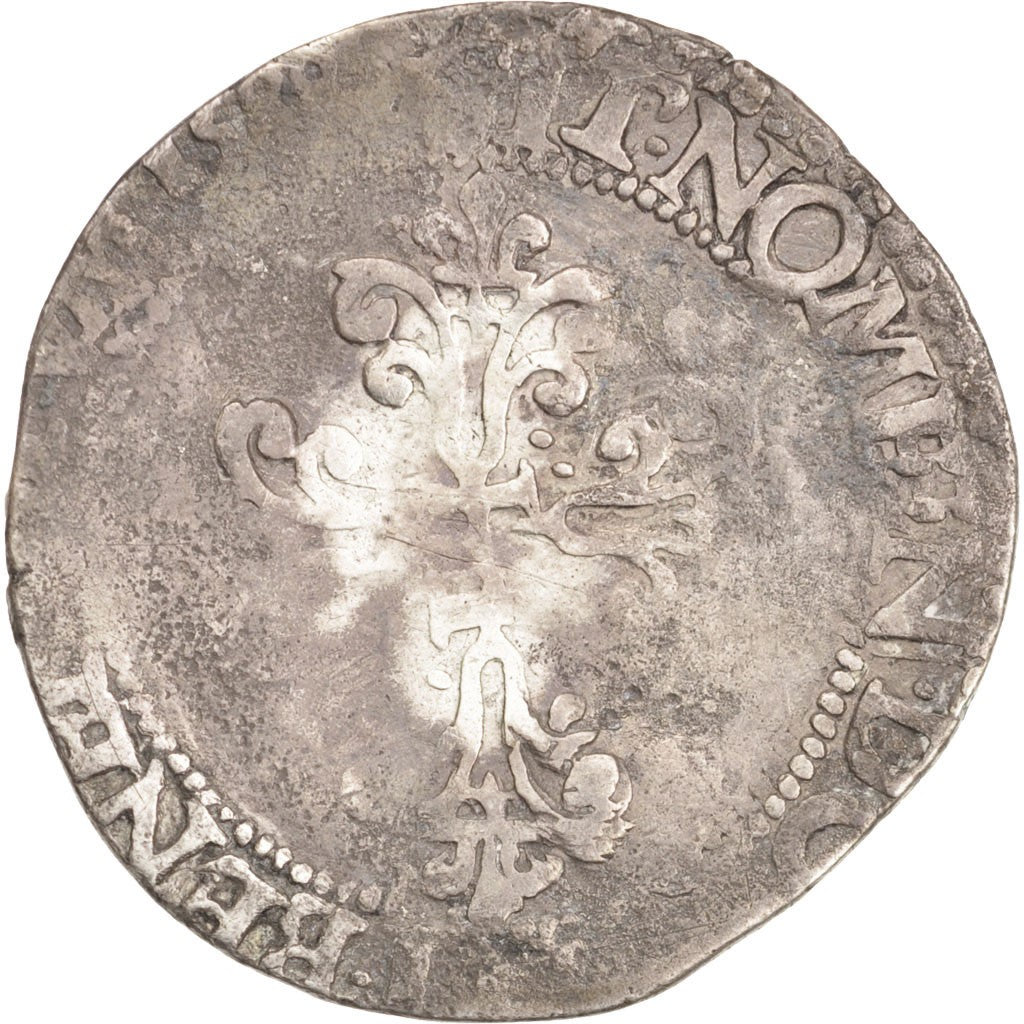 France, Demi Franc, 1589, Amiens, VF(20-25), Silver, Duplessy:1131, Sombart:4716
