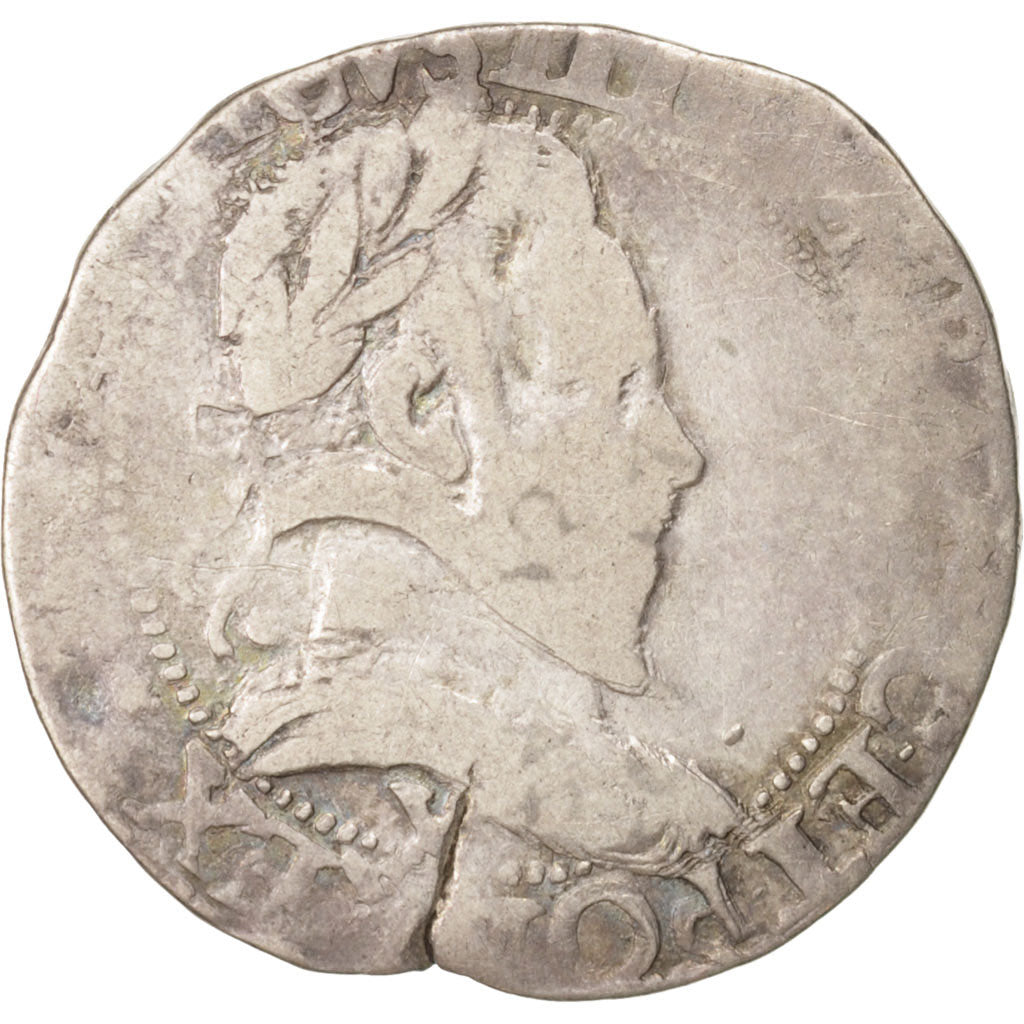 France, Demi Franc, 1589, Amiens, VF(20-25), Silver, Duplessy:1131, Sombart:4716