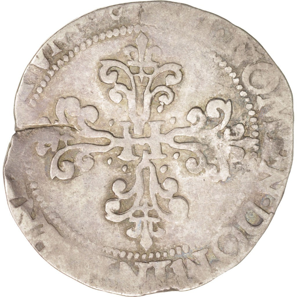 France, Demi Franc, 1589, Amiens, VF(20-25), Silver, Duplessy:1131, Sombart:4716